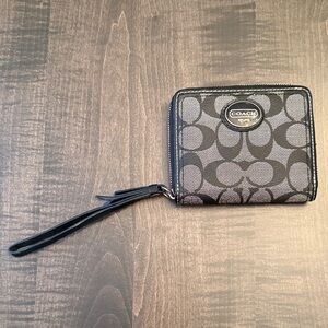 Coach Signature Black and Gray Wristlet